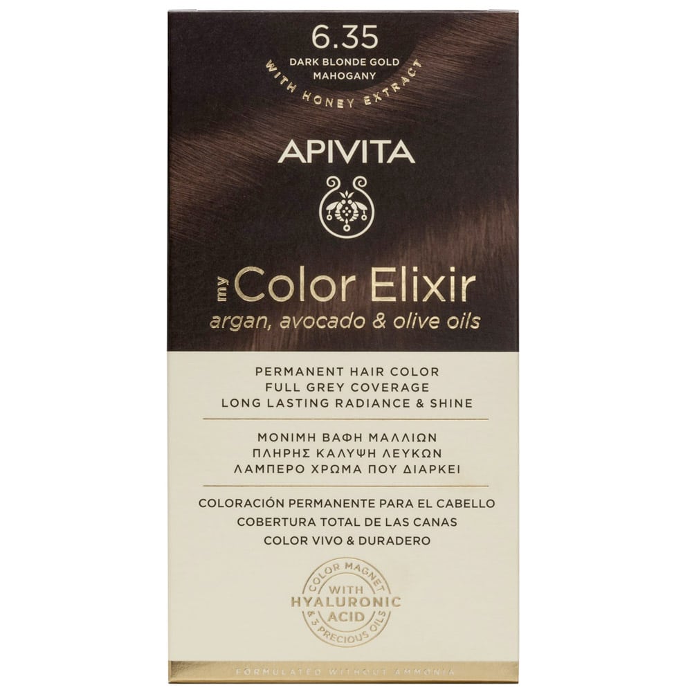 Apivita My Color Elixir Permanent Hair Color No 6.35 Dark Blonde Gold Mahogany 1 copë