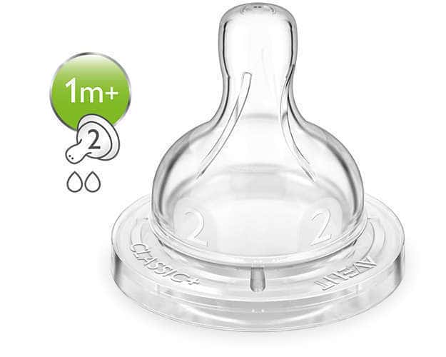 Philips Avent SCF632/27 - Slow Flow Silicone Teats with 2 Holes 1m+ 2 copë