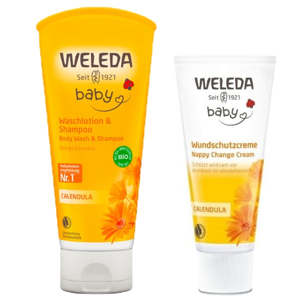 Weleda Baby Pack with Calendula Shampoo & Body Wash, 200ml & Nappy Change Cream, 75ml 1 set