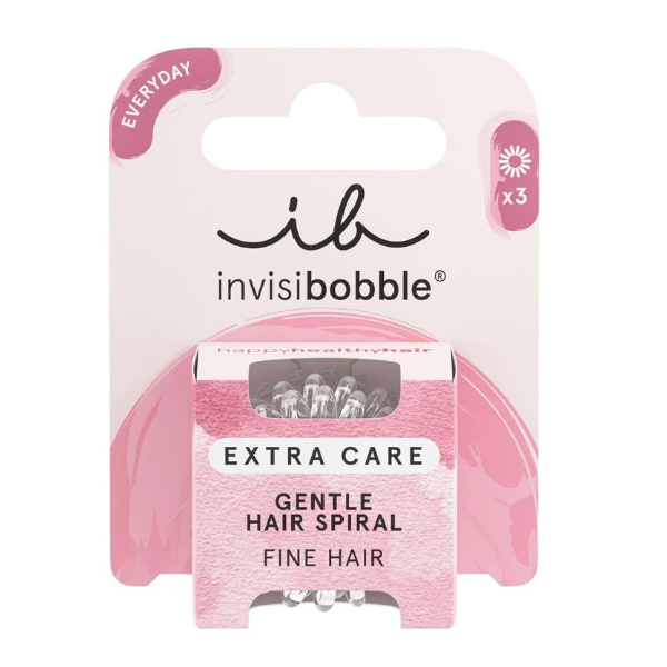 Invisibobble Extra Care Gentle Hair Spiral Crystal Clear 3 copë