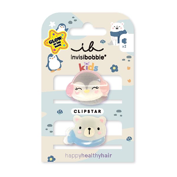 Invisibobble Clipstar Glow Kids Polar Friends Hair Clips 2 copë