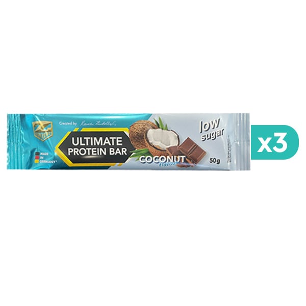 3x Prevent Z-Konzept Low Sugar Ultimate Protein Bar Coconut 3 x 50gr