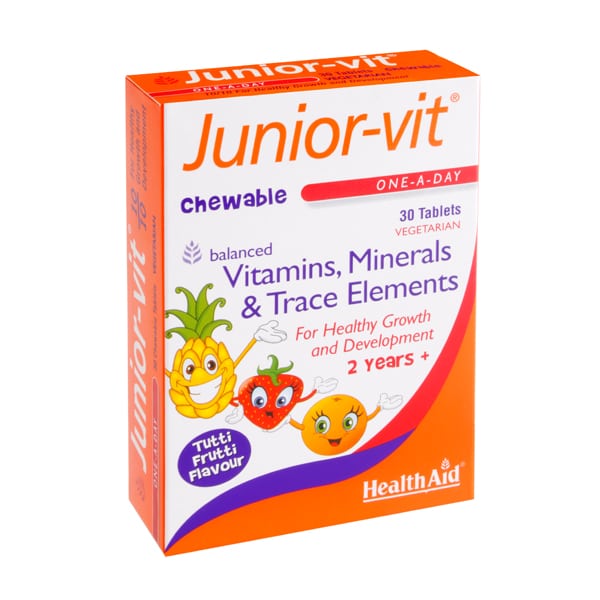 Health Aid Junior-Vit Vitamins & Minerals 30 tableta përtypëse