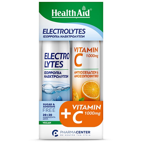 Health Aid Promo Pack Electrolytes, 20tabs & Vitamin C 1000mg, 20tabs 1 set