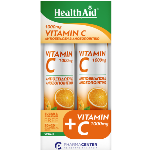 Health Aid Vitamin C 1000mg Orange Promo 1+1 2x20 eff.tabs