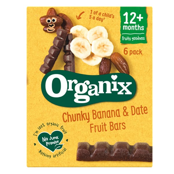 Organix Bio Chunky Banana & Date Fruit Bars for 12m+ (6x17g) 102g