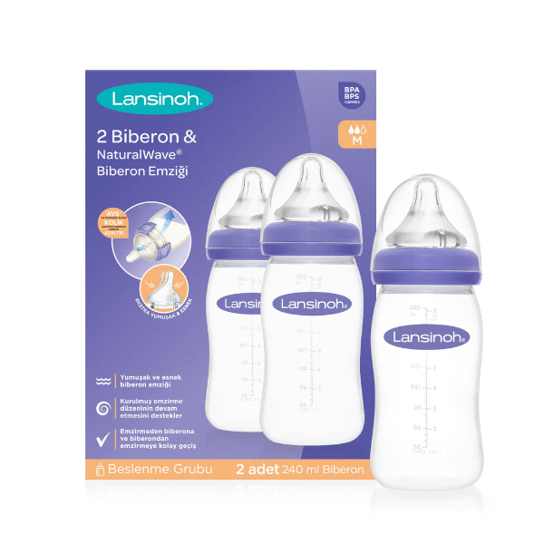 Lansinoh Feeding Bottle with NaturalWave Teat 2 x 240ml