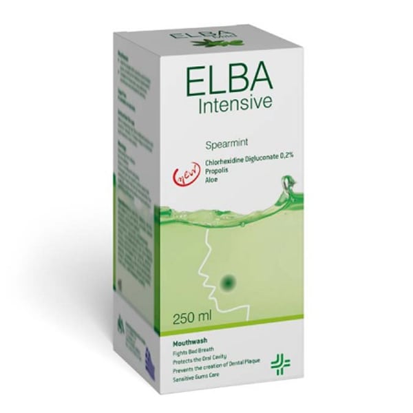 Elba Intensive Mouthwash Spearmint with Chlorhexidine 0.20%, Propolis & Aloe 250 ml