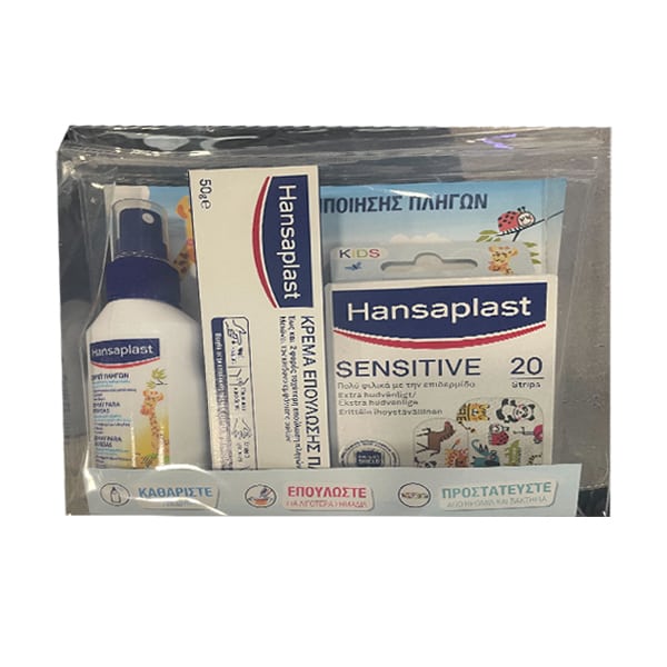 Hansaplast Wound Care Kit with Antiseptic Wound Spray for Kids, 100ml, Kids Animal Strips, 20pcs & Healing Ointment, 20gr 1 set