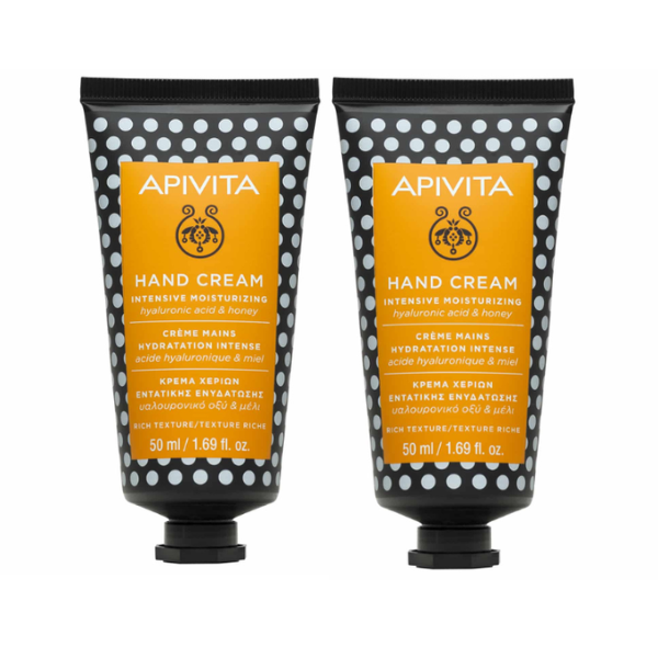 2 x Apivita Intensive Moisturizing Hand Cream with Hyaluronic Acid & Honey 2x50ml