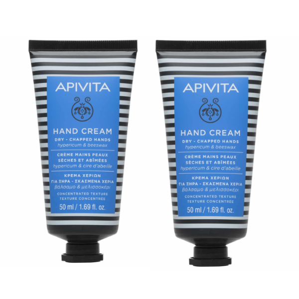2 x Apivita Hand Cream for Dry-Chapped Hands with Hypericum & Beeswax 2x50ml
