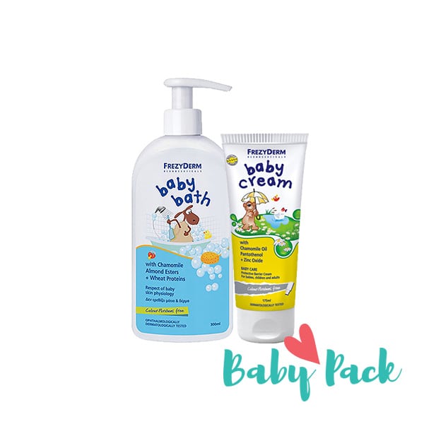 Frezyderm Baby Pack with Baby Cream Nappy Rash Cream, 175ml & Baby Bath 300 ml