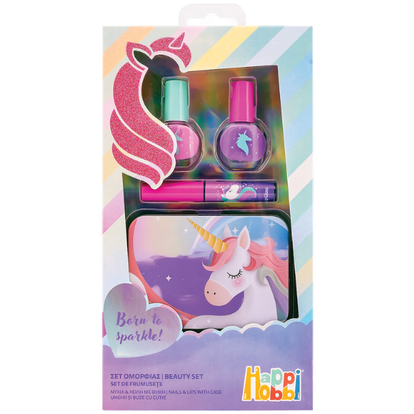 HappiHobbi Beauty Set Nails & Lips with Case 6y+ 1 copë - Njëbrirësh