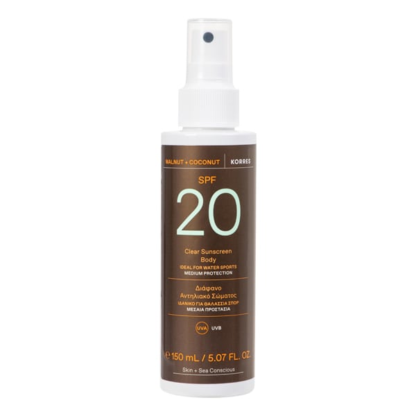 Korres Walnut & Coconut Clear Sunscreen Body SPF20 150 ml