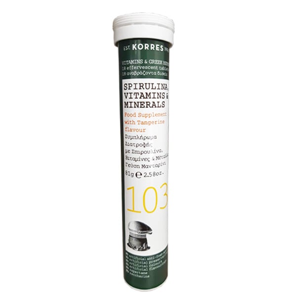 Korres Spirulina, Vitamins & Minerals 20 tableta efektive
