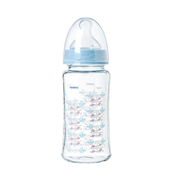 Korres Glass Feeding Bottle with Medium Flow Silicone Teat 230 ml