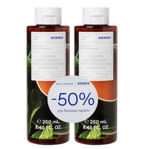 Korres Promo (- 50% in the Second Product) Mint Tea Body Cleanser, 2x250ml 1 set