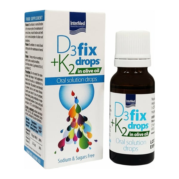 Intermed D3 & K2 Fix Drops in Olive Oil Oral Solution Drops 12 ml