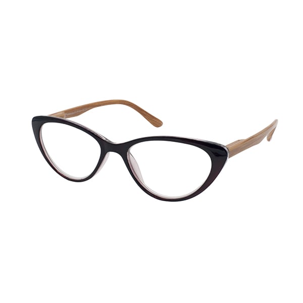 Eyelead E206 Women's Presbyopia Glasses Burgundy with Wooden Arm Effect Bone 1 copë - Bordo