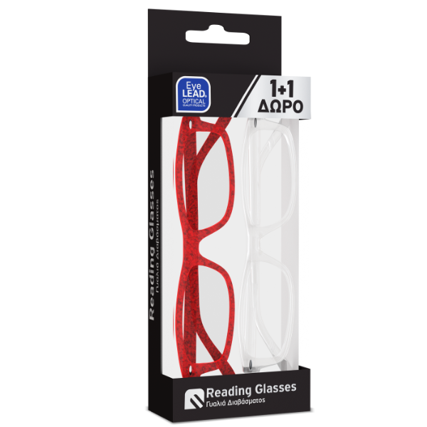 Eyelead Promo (1+1) Reading Glasses Red & Transparent, 2pcs 1 set