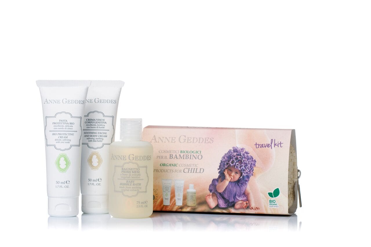 Anne Geddes Travel Kit BIO Diaper Changing Cream, 50ml & Moisturizing Baby Face & Body Cream, 50ml & Baby Shower Gel 75 ml