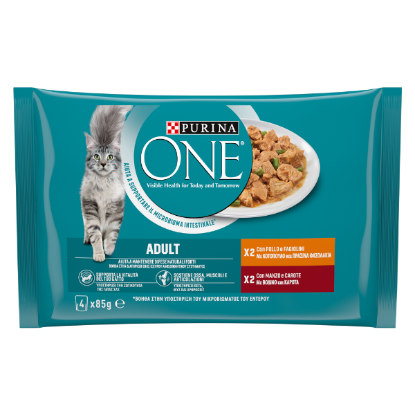 Purina One Adult Complete Cat Food with Chicken & Beef 4x85g