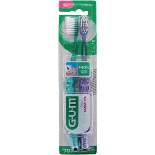 Gum Duo Pack Pro Sensitive Ultra Soft Toothbrush 2 copë - Mente-Vjollcë