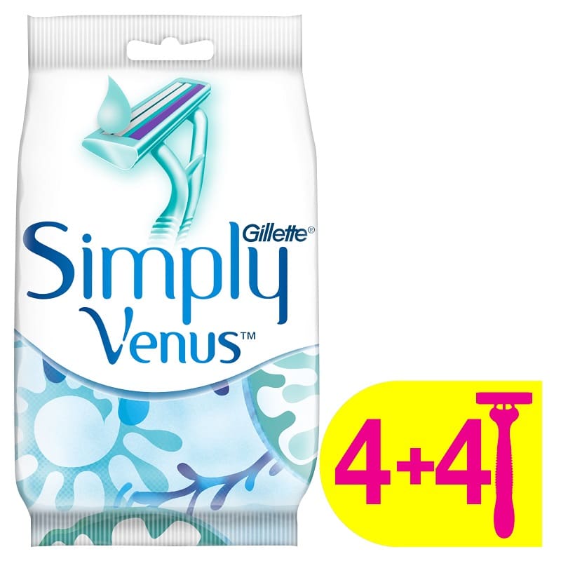 Gillette Simply Venus 2 Women's Disposable Razors 4 copë + 4 copë FALAS