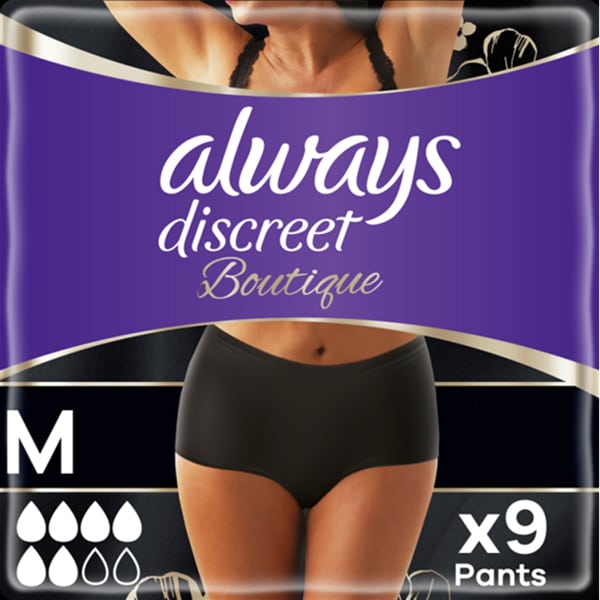 Always Discreet Boutique Medium Incontinence Diapers in Black 9 copë