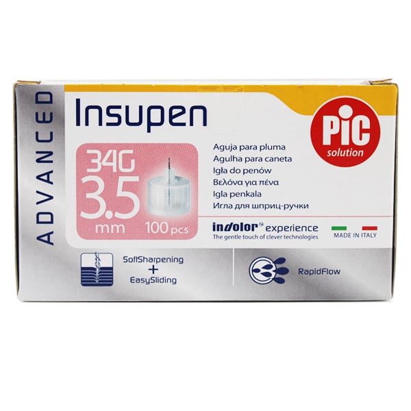 Insupen Advanced Insulin Pen Needles 34G x 3.5mm 100 copë