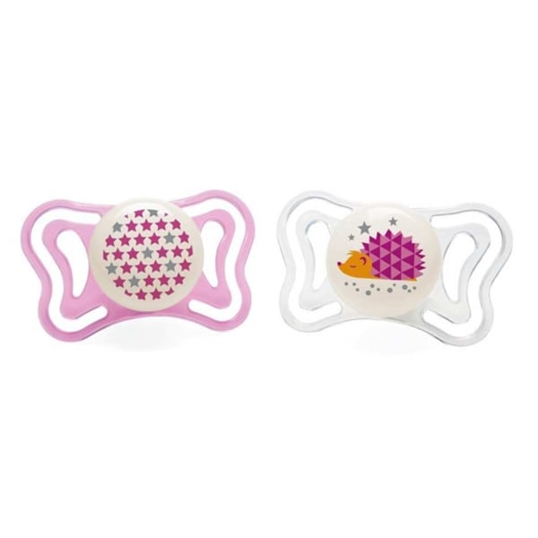 Chicco Physio Forma Light (71035-41) Ergonomic Soother Silicone Teat 16-36m 2 copë - Transparente-Fuksia