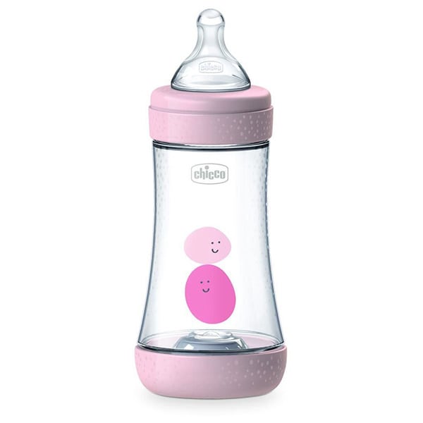 Chicco Perfect 5 Anti-Colic Plastic Bottle Medium Flow 2m+ 240ml - Rozë