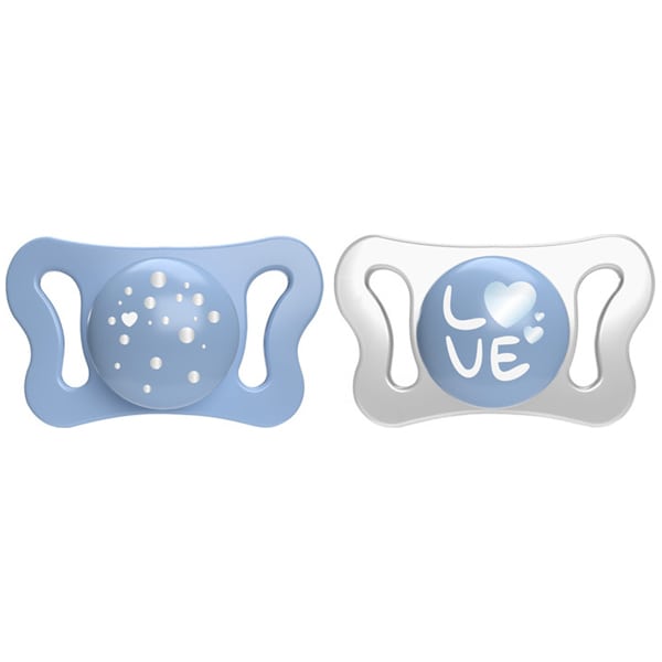 Chicco Physio Forma Micro Silicone Soother 0-2m 2 copë - Blu e çelët - Transparente