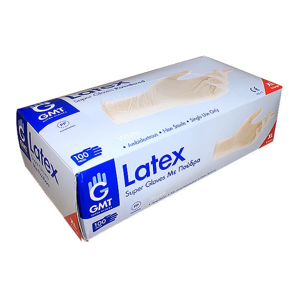 GMT Super Gloves Powdered Latex Non-Sterile 100 copë