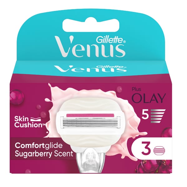 Gillette Venus ComfortGlide Sugarberry Scent Women's Razor Replacement Heads 3 copë