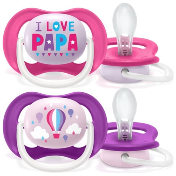 Philips Avent SCF080/04 Ultra Air Happy Silicone Soother 6-18m Pink I Love Papa-Air Balloon 2 copë