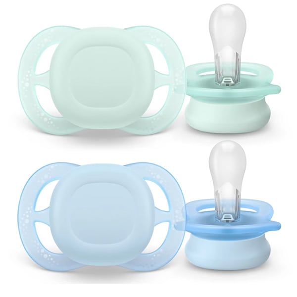 Philips Avent Ultra Start SCF075 Orthodontic Silicone Pacifiers 0-2m 2 copë - Blu-Jeshile