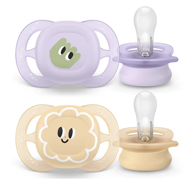 Philips Avent Ultra Start SCF075 Orthodontic Silicone Pacifiers 0-2m 2 copë - Vjollcë-Bezhë
