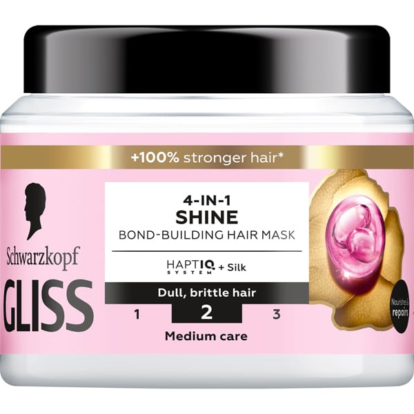 Schwarzkopf Gliss 4-in-1 Shine Bond-Building Hair Mask for Dull, Brittle Hair 400 ml