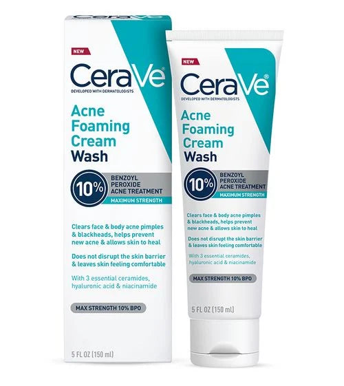 CeraVe Acne Foaming Cream Wash with 10% Benzoyl Peroxide 150g