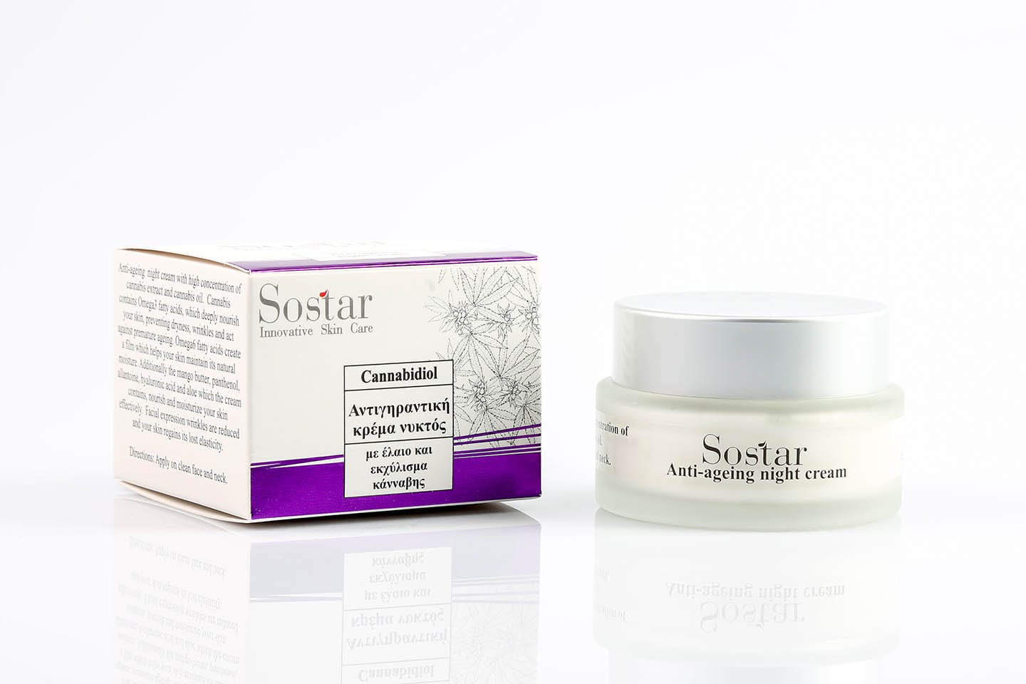 Sostar Cannabidiol Anti-Aging Night Cream with hemp oil & extract 50 ml