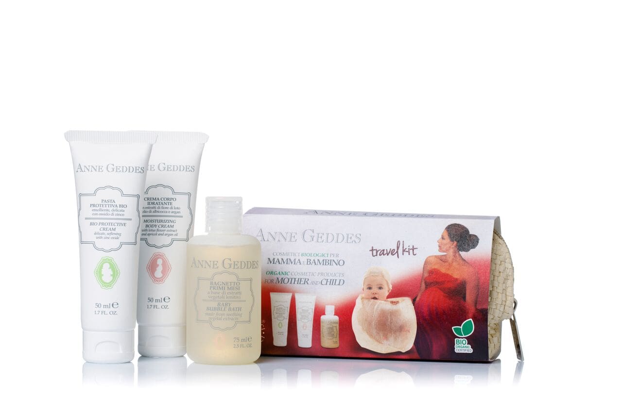 Anne Geddes Travel Kit BIO Diaper Changing Cream, 50ml & Moisturizing & Regenerating Body Cream, 50ml & Baby Shower Gel 75 ml