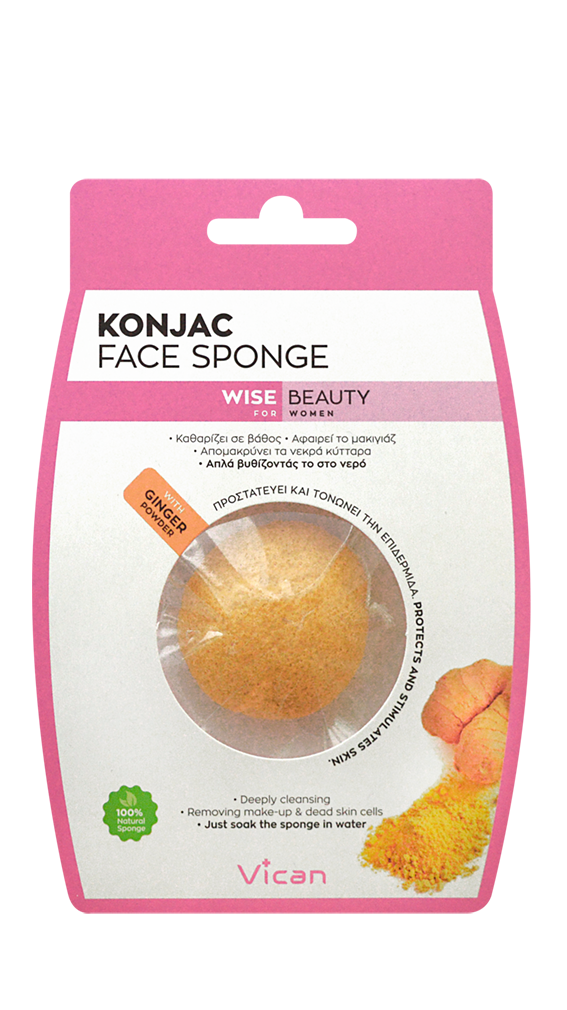 Vican Wise Beauty Konjac Face Sponge with Ginger Powder 1 copë
