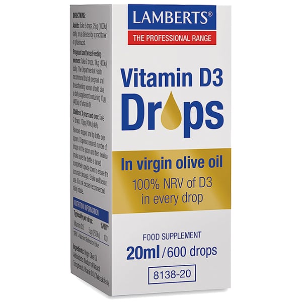 Lamberts Vitamin D3 Drops 20 ml/600 pika