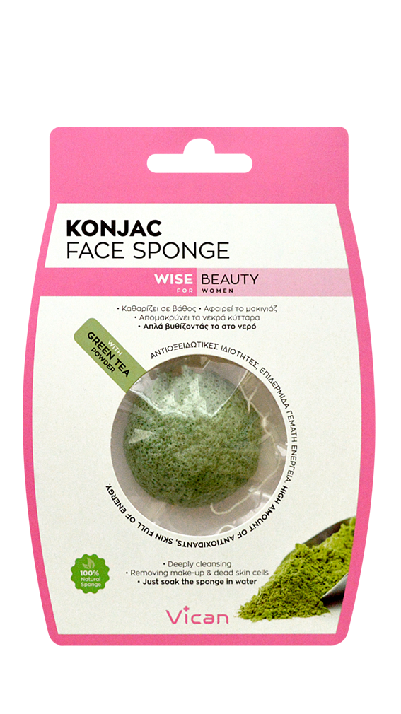 Vican Wise Beauty Konjac Face Sponge with Green Tea Powder 1 copë