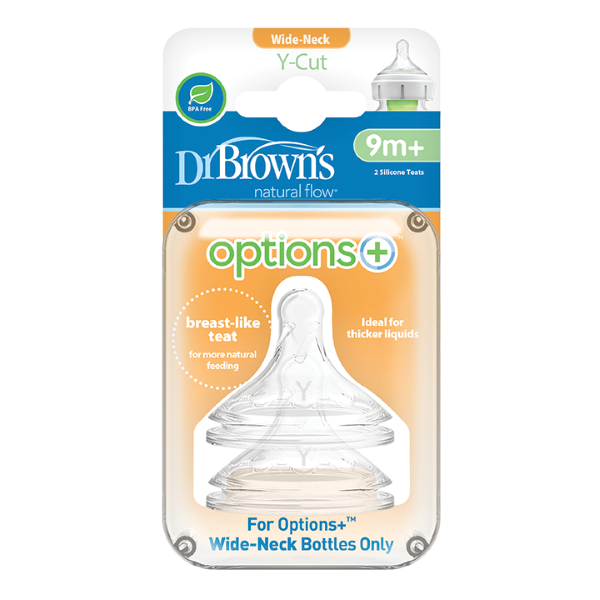 Dr. Brown's Silicone Teat for Wide Neck Bottle 9m+ Y-Cut (Y201) 2 copë