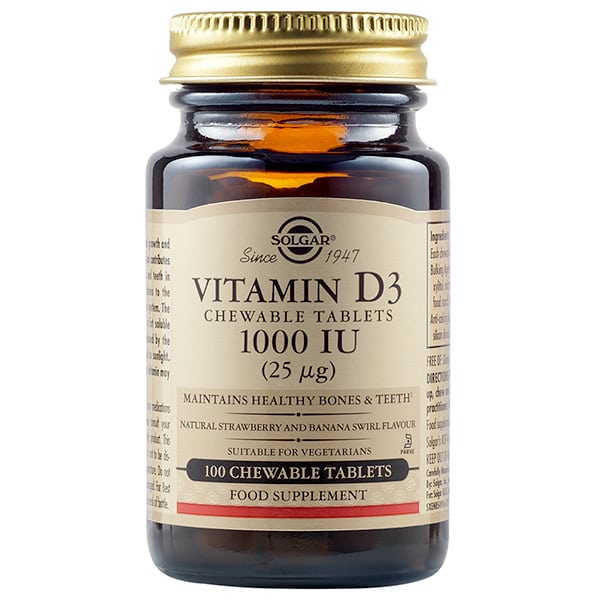 Solgar Vitamin D3 1000 IU (25 μg) 100 tableta përtypëse