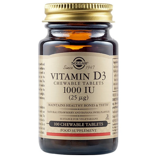 Solgar Vitamin D3 1000 IU (25 μg) 100 tableta përtypëse