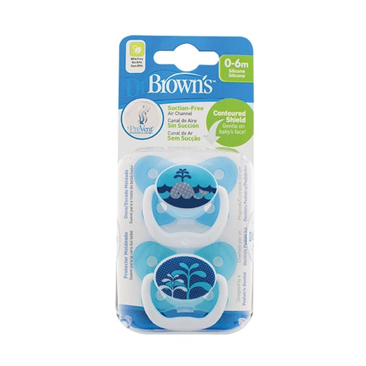 Dr. Brown's Prevent Orthodontic Soother 0-6m (PV 12402)  2 copë - Balena Blu