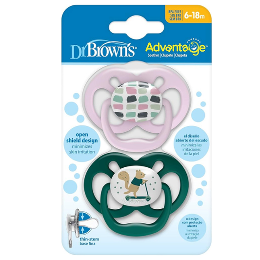 Dr. Brown's Advantage Silicone Soother 6-18m (PA22002)  2 copë - Rozë-Jeshile